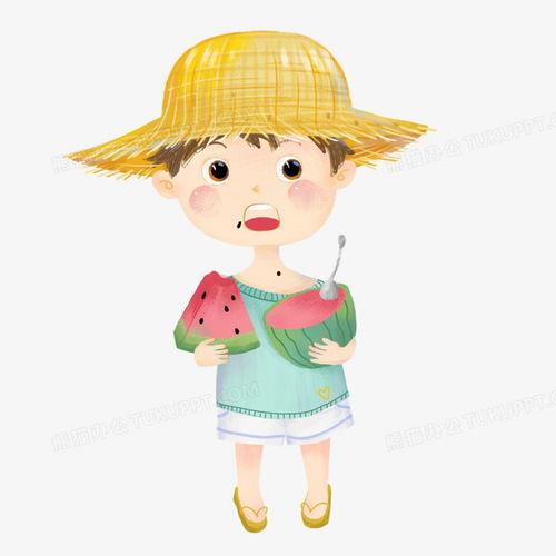 男孩吃瓜背景,男孩的夏日吃瓜趣事
