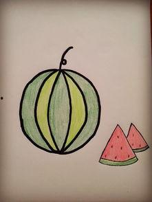 吃瓜小孩简笔画